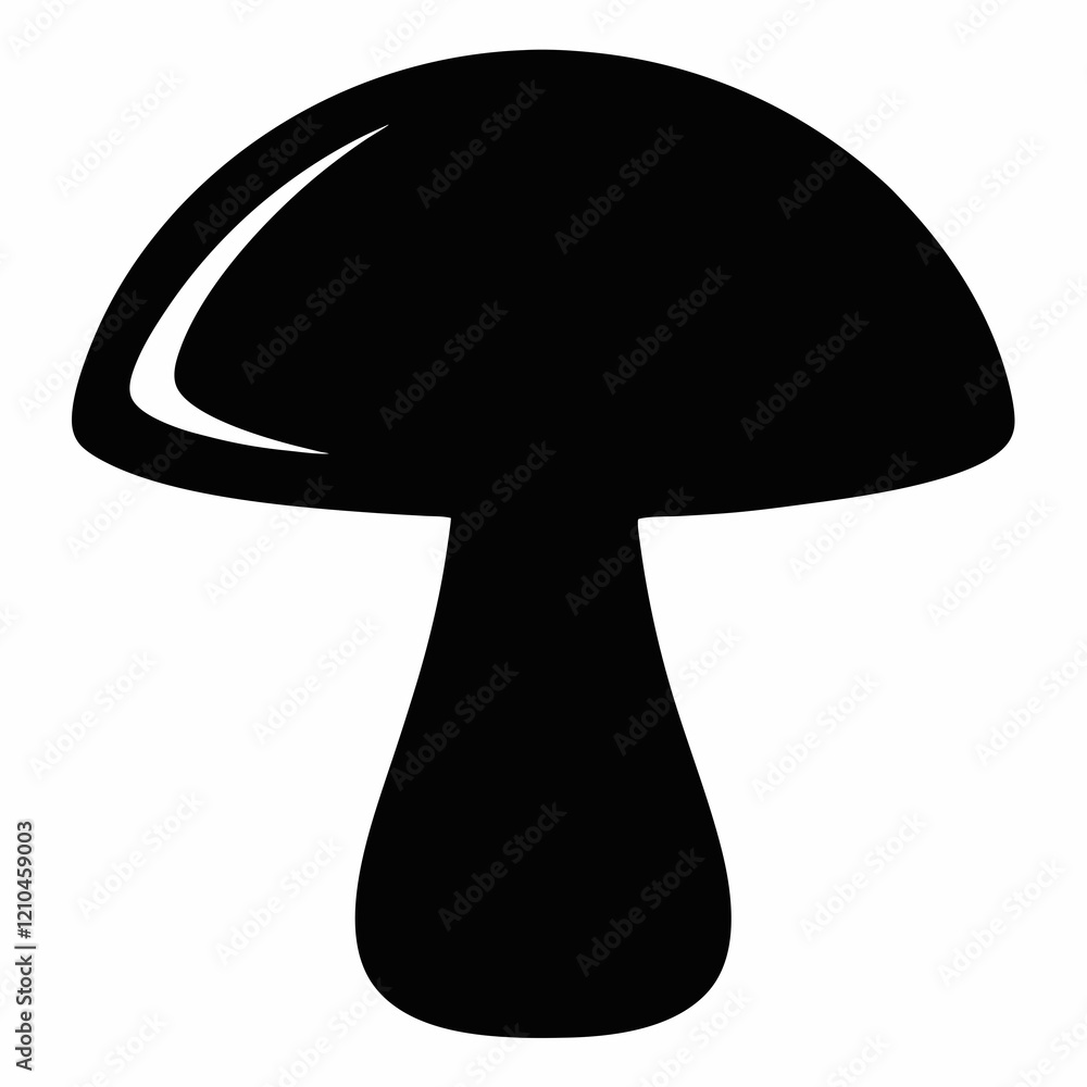 Elegant Black Mushroom Silhouette Vector Art Elegant Black Mushroom Silhouette Vector Art