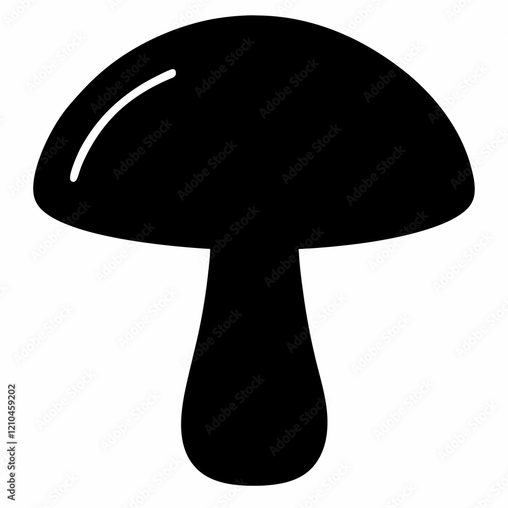 Elegant Black Mushroom Silhouette Vector Art Elegant Black Mushroom Silhouette Vector Art