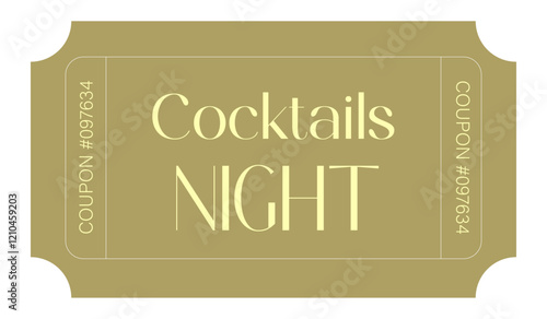 Ticket design, Ticket design template., Admit one ticket, illustration of a ticket, Coupon cocktails night
