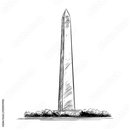 Washington Memorial Sketched Illustration Washington DC Landmark Icon