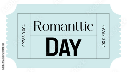 Ticket design, Ticket design template., Admit one ticket, illustration of a ticket, Ticket romantic day