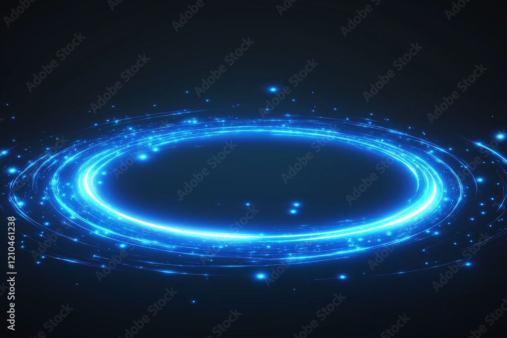 Neon blue color geometric circle on dark background Neon blue color geometric circle on dark background