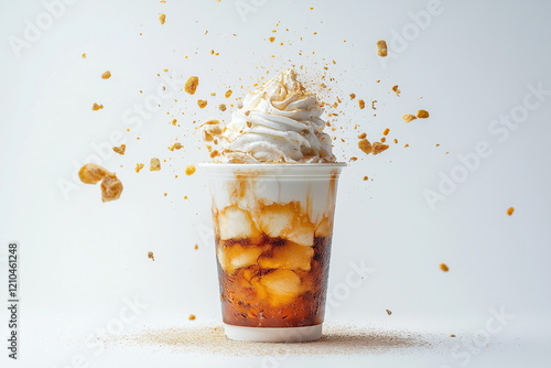 Delicious ice cream explosion dessert shop food photography studio close-up tempting treat photo