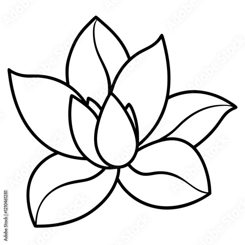 Magnolia flower bold line art vector illustration