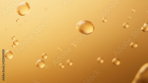 Wallpaper Mural Golden droplets float harmoniously in a molecular formation, glowing softly in a golden atmosphere, conveying a luxury serum concept. Torontodigital.ca