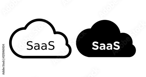 SaaS icons set in black filled and stroke line style