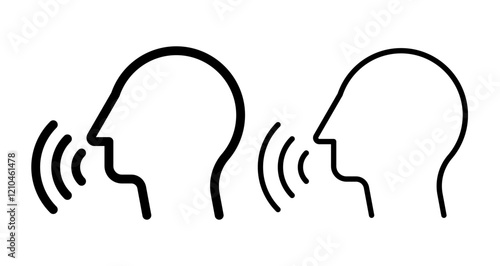 Voice sound command Icons vectors. black solid and liner versions