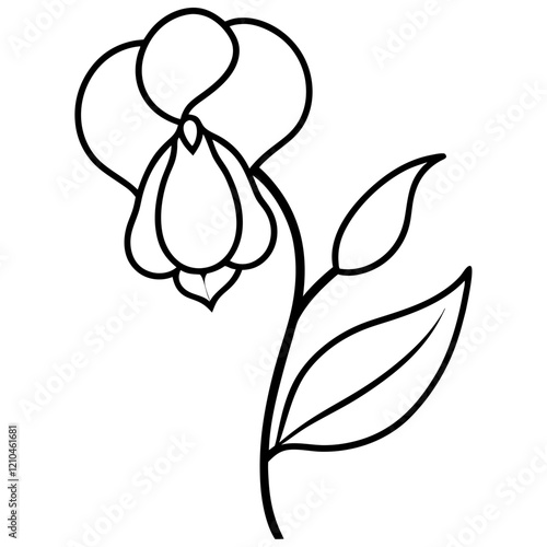Sweet pea flower bold line art vector illustration