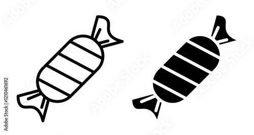 Candy icons set in black filled and stroke line style