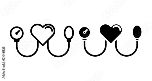 Blood pressure Icons vectors. black solid and liner versions