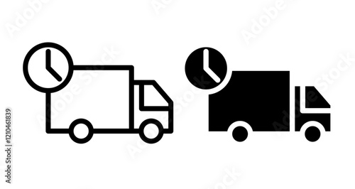 Delivery delay Icons vectors. black solid and liner versions