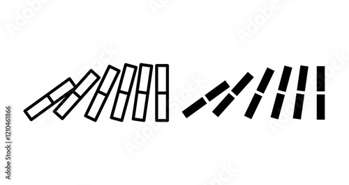 Domino effect Icons vectors. black solid and liner versions