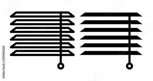 Blinds Icons vectors. black solid and liner versions