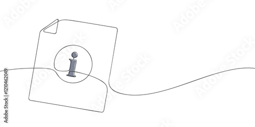 A single line drawing of a information file. Continuous line data symbol file icon in color. One line icon data file. Vector illustration.