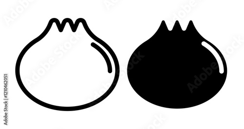 Dumpling Icons vectors. black solid and liner versions