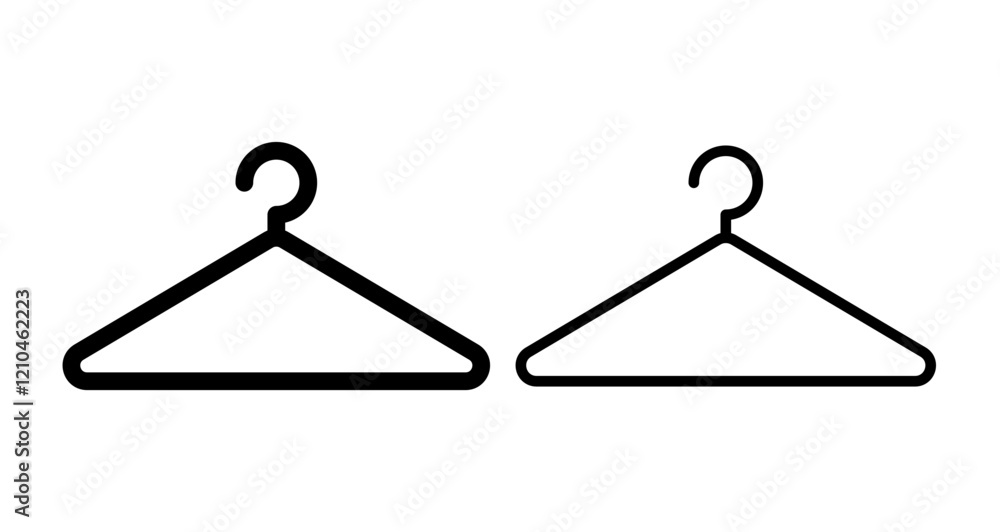 Hanger Icons vectors. black solid and liner versions Hanger Icons vectors. black solid and liner versions