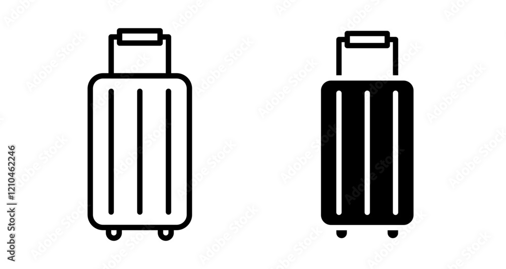 Journey bag Icons vectors. black solid and liner versions