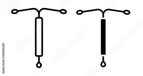 Intrauterine device Icons vectors. black solid and liner versions