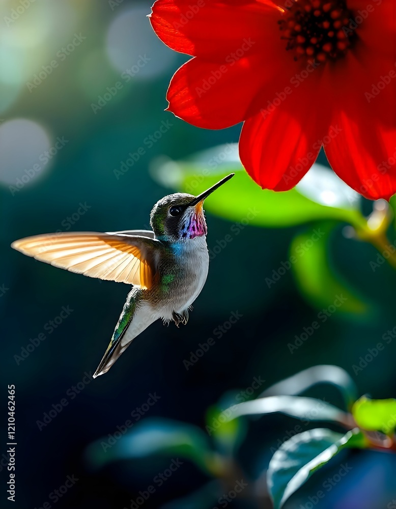 Fototapeta premium hummingbird feeding on flower