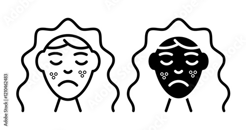 Skin acne Icons vectors. black solid and liner versions