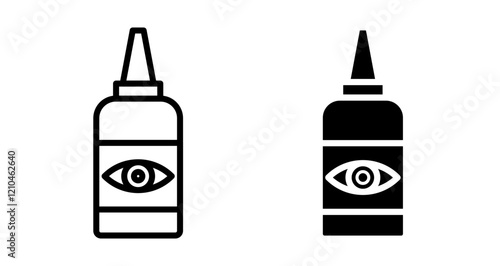 Eye drop Icons vectors. black solid and liner versions
