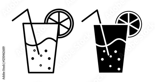 Lemonade Icons vectors. black solid and liner versions