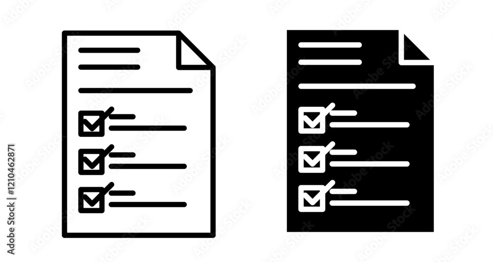 Survey icons set in black filled and stroke line style Survey icons set in black filled and stroke line style