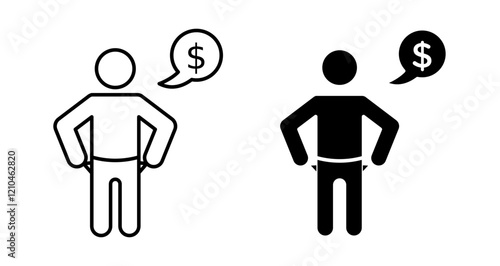 No money Icons vectors. black solid and liner versions