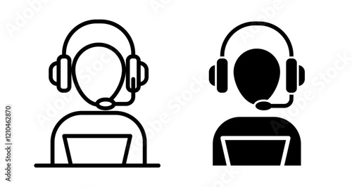 Remote support Icons vectors. black solid and liner versions