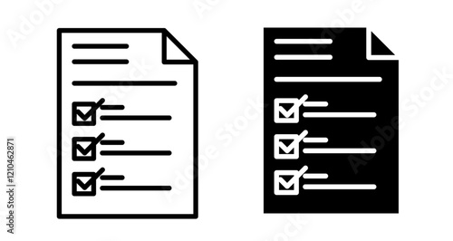Survey icons set in black filled and stroke line style