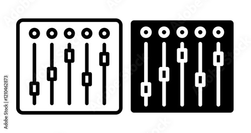 Sound mixer Icons vectors. black solid and liner versions