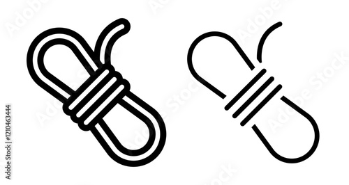 Rope Icons vectors. black solid and liner versions