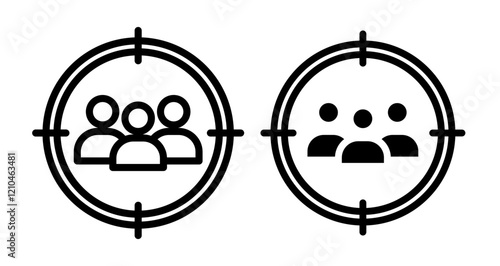 Customer segment Icons vectors. black solid and liner versions