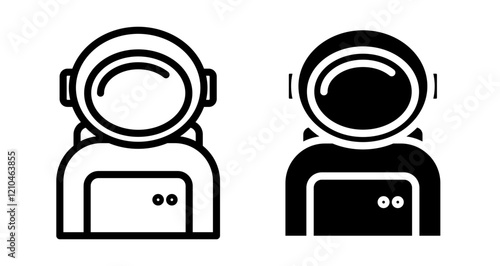 Astronaut Icons vectors. black solid and liner versions