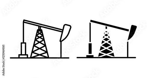 Oilfield Icons vectors. black solid and liner versions