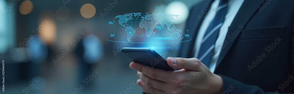 A Human Resource Manager Uses A Smartphone To Select The Best Employees For Their Business Across A Global Digital Network Efficiently. 00001 A Human Resource Manager Uses A Smartphone To Select The Best Employees For Their Business Across A Global Digital Network Efficiently. 00001