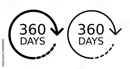 365 Day Icons vectors. black solid and liner versions