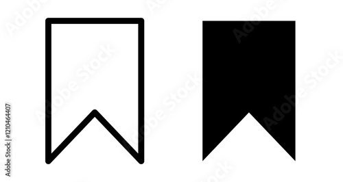 Bookmark star icons set in black filled and stroke line style