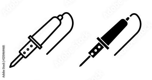 Soldering Icons vectors. black solid and liner versions