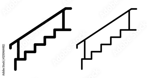 Stairs Icons vectors. black solid and liner versions