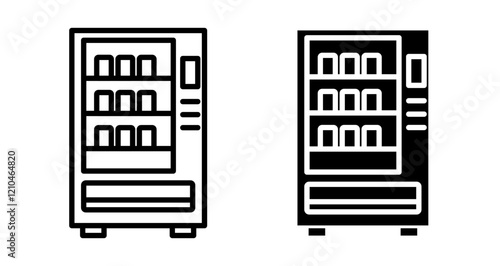 Vending machine icons in black and blue set