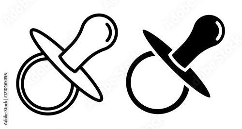 Nipple icons set in black filled and stroke line style