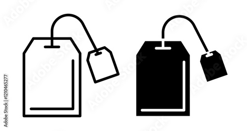 Tea bag Icons vectors. black solid and liner versions