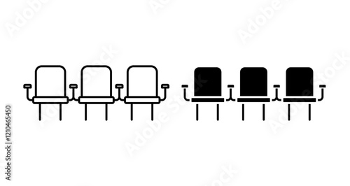 Waiting room Icons vectors. black solid and liner versions