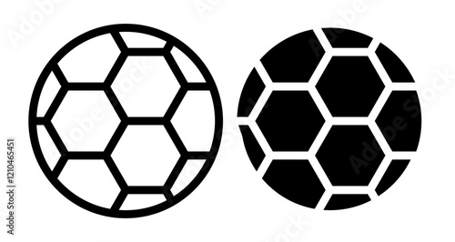Soccer ball Icons vectors. black solid and liner versions