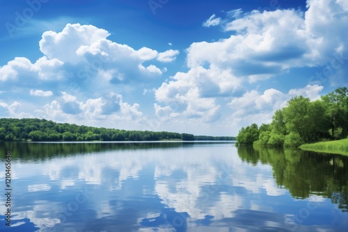 Scenic Pennsylvania Lake Reflection with Trees and Blue Sky - 3:2 Aspect Ratio photo