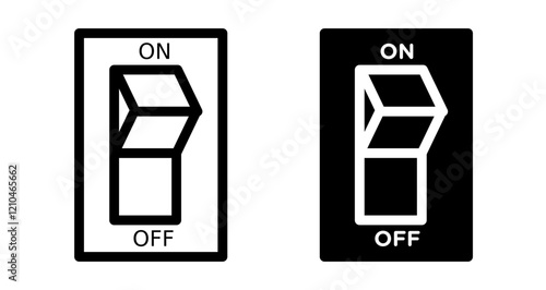 Electric switch icons set in black filled and stroke line style