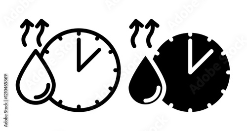 Drying time Icons vectors. black solid and liner versions