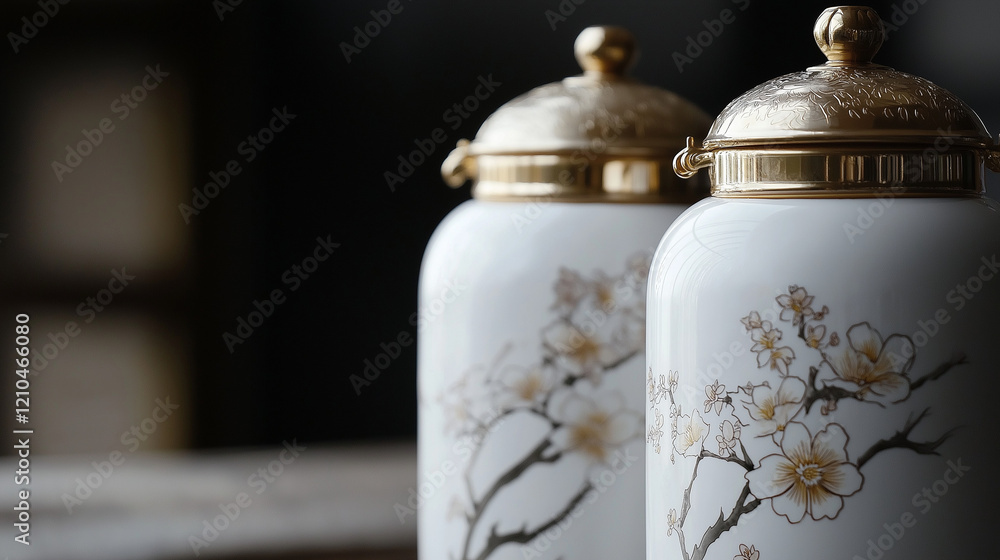 flowery porcelin tea thermos isolated on beautiful black background flowery porcelin tea thermos isolated on beautiful black background
