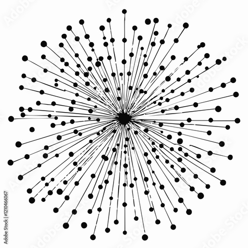 Abstract radial lines and dots pattern. Vector Image